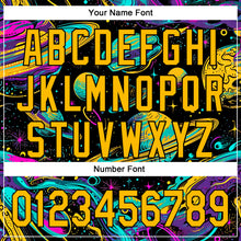 Charger l'image dans la galerie, Custom Black Gold 3D Pattern Design Space With Planets And Stars Authentic Baseball Jersey