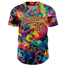 Загрузить изображение в средство просмотра галереи, Custom Black Purple-Gold 3D Pattern Design Abstract Painting Authentic Baseball Jersey