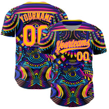 Load image into Gallery viewer, Custom Black Gold-Pink 3D Pattern Design Abstract Painting Authentic Baseball Jersey