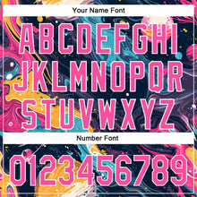 Load image into Gallery viewer, Custom Black Pink-White 3D Pattern Design Abstract Liquid Painting Authentic Baseball Jersey