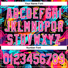 Load image into Gallery viewer, Custom Black Pink-White 3D Pattern Design Space With Planets And Rockets Authentic Baseball Jersey