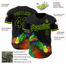 Load image into Gallery viewer, Custom Black Neon Green 3D Pattern Design Holi Festival Color Powder Authentic Baseball Jersey