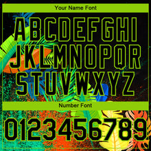 Load image into Gallery viewer, Custom Black Neon Green 3D Pattern Design Holi Festival Color Powder Authentic Baseball Jersey