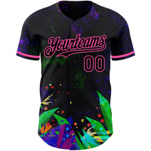 Загрузить изображение в средство просмотра галереи, Custom Black Pink 3D Pattern Design Holi Festival Color Powder Authentic Baseball Jersey