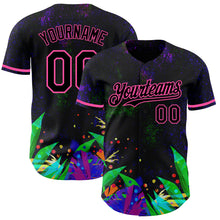 Загрузить изображение в средство просмотра галереи, Custom Black Pink 3D Pattern Design Holi Festival Color Powder Authentic Baseball Jersey