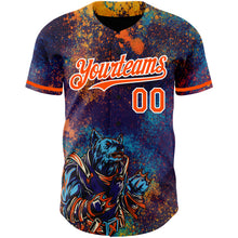 Load image into Gallery viewer, Custom Purple Orange-White 3D Pattern Design Holi Festival Color Powder Authentic Baseball Jersey
