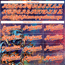 Load image into Gallery viewer, Custom Purple Orange-White 3D Pattern Design Holi Festival Color Powder Authentic Baseball Jersey
