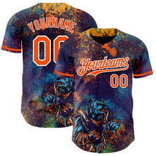Load image into Gallery viewer, Custom Purple Orange-White 3D Pattern Design Holi Festival Color Powder Authentic Baseball Jersey