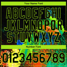 Load image into Gallery viewer, Custom Black Neon Green 3D Pattern Design Holi Festival Color Powder Performance T-Shirt