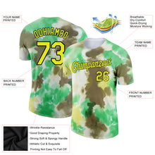 Laden Sie das Bild in den Galerie-Viewer, Custom Tie Dye Neon Yellow-Black 3D Performance T-Shirt