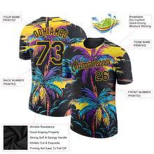 Загрузить изображение в средство просмотра галереи, Custom Black Yellow 3D Pattern Design Tropical Hawaii Palms Trees Performance T-Shirt