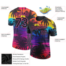 Загрузить изображение в средство просмотра галереи, Custom Black Pink 3D Pattern Design Tropical Hawaii Palms Trees Performance T-Shirt