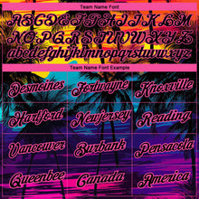 Загрузить изображение в средство просмотра галереи, Custom Black Pink 3D Pattern Design Tropical Hawaii Palms Trees Performance T-Shirt