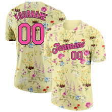 Загрузить изображение в средство просмотра галереи, Custom Yellow Pink-Black 3D Pattern Design Tropical Hawaii Palms Trees Performance T-Shirt