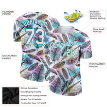 Load image into Gallery viewer, Custom White Teal 3D Pattern Design Feathers Performance T-Shirt