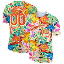Load image into Gallery viewer, Custom White Orange 3D Pattern Design Tropical Hawaii Plant Performance T-Shirt