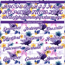 Load image into Gallery viewer, Custom White Purple 3D Pattern Design Tropical Hawaii Flower With Bird Performance T-Shirt