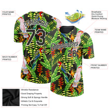 Загрузить изображение в средство просмотра галереи, Custom Black White 3D Pattern Design Tropical Hawaii Plant With Bird Performance T-Shirt