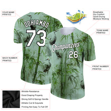 Load image into Gallery viewer, Custom Green White-Black 3D Pattern Design Bamboo And Crane Performance T-Shirt