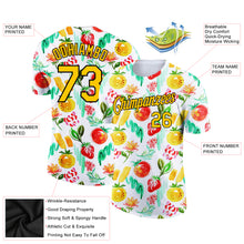 Load image into Gallery viewer, Custom White Gold-Black 3D Pattern Design Summer Holiday Fruit Performance T-Shirt
