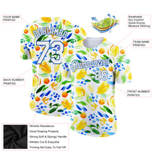 Load image into Gallery viewer, Custom White Blue 3D Pattern Design Summer Holiday Abstract Plant Performance T-Shirt