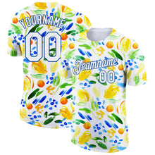 Load image into Gallery viewer, Custom White Blue 3D Pattern Design Summer Holiday Abstract Plant Performance T-Shirt