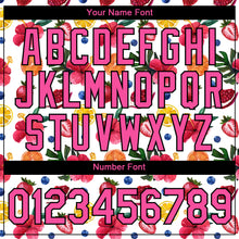 Load image into Gallery viewer, Custom White Pink-Black 3D Pattern Design Summer Holiday Fruit And Flower Performance T-Shirt