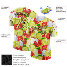 Load image into Gallery viewer, Custom White Neon Yellow-Black 3D Pattern Design Summer Holiday Fruit Performance T-Shirt