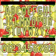 Load image into Gallery viewer, Custom White Neon Yellow-Black 3D Pattern Design Summer Holiday Fruit Performance T-Shirt
