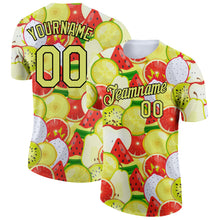 Load image into Gallery viewer, Custom White Neon Yellow-Black 3D Pattern Design Summer Holiday Fruit Performance T-Shirt