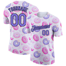 Load image into Gallery viewer, Custom White Purple-Black 3D Pattern Design Dessert Performance T-Shirt