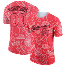 Load image into Gallery viewer, Custom Neon Pink Black 3D Pattern Design Summer Holiday Fruit Performance T-Shirt