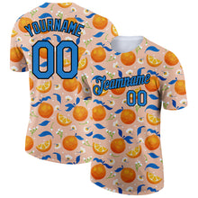 Загрузить изображение в средство просмотра галереи, Custom Orange Blue-Black 3D Pattern Design Summer Holiday Fruit And Flower Performance T-Shirt