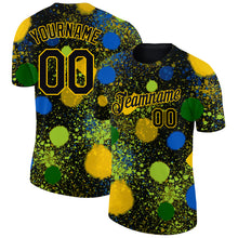 Загрузить изображение в средство просмотра галереи, Custom Black Gold 3D Pattern Design Holi Festival Color Powder Performance T-Shirt