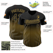Load image into Gallery viewer, Custom Black Old Gold 3D Pattern Design Gradient Lines Authentic Baseball Jersey