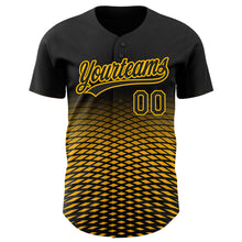 Load image into Gallery viewer, Custom Black Gold 3D Pattern Design Gradient Lines Authentic Baseball Jersey