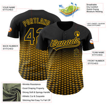 Load image into Gallery viewer, Custom Black Gold 3D Pattern Design Gradient Lines Authentic Baseball Jersey
