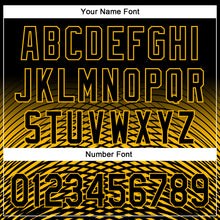 Load image into Gallery viewer, Custom Black Gold 3D Pattern Design Gradient Lines Authentic Baseball Jersey