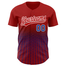 Laden Sie das Bild in den Galerie-Viewer, Custom Red Royal-White 3D Pattern Design Gradient Lines Authentic Baseball Jersey