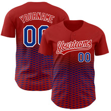 Laden Sie das Bild in den Galerie-Viewer, Custom Red Royal-White 3D Pattern Design Gradient Lines Authentic Baseball Jersey