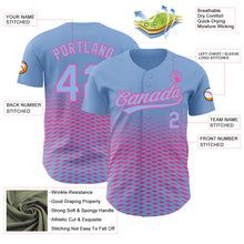 Load image into Gallery viewer, Custom Light Blue Pink 3D Pattern Design Gradient Lines Authentic Baseball Jersey