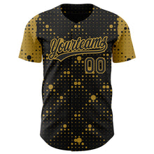 Load image into Gallery viewer, Custom Black Old Gold 3D Pattern Design Geometric Halftone Dots Authentic Baseball Jersey