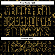 Load image into Gallery viewer, Custom Black Old Gold 3D Pattern Design Geometric Halftone Dots Authentic Baseball Jersey