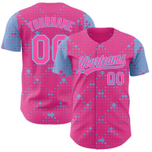 Load image into Gallery viewer, Custom Pink Light Blue 3D Pattern Design Geometric Halftone Dots Authentic Baseball Jersey