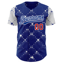Load image into Gallery viewer, Custom Royal Red-White 3D Pattern Design Geometric Halftone Dots Authentic Baseball Jersey