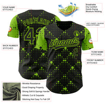 Load image into Gallery viewer, Custom Black Neon Green 3D Pattern Design Geometric Halftone Dots Authentic Baseball Jersey