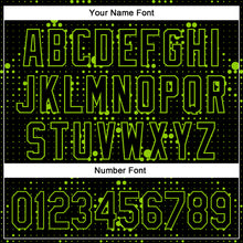 Load image into Gallery viewer, Custom Black Neon Green 3D Pattern Design Geometric Halftone Dots Authentic Baseball Jersey