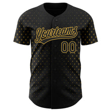 Charger l'image dans la galerie, Custom Black Old Gold 3D Pattern Design Geometric Stars Authentic Baseball Jersey