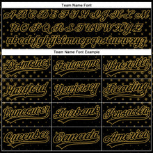 Charger l'image dans la galerie, Custom Black Old Gold 3D Pattern Design Geometric Stars Authentic Baseball Jersey