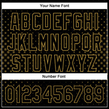Charger l'image dans la galerie, Custom Black Old Gold 3D Pattern Design Geometric Stars Authentic Baseball Jersey